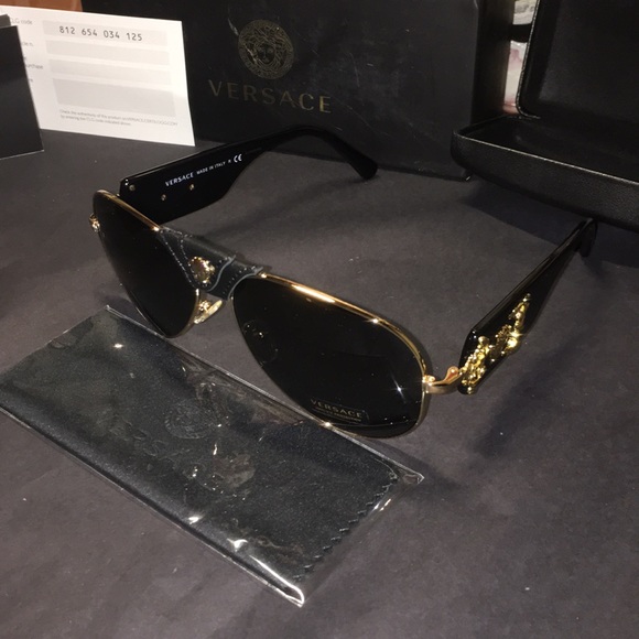 NWT Authentic Versace Gold Pilot Aviators - Picture 3 of 5